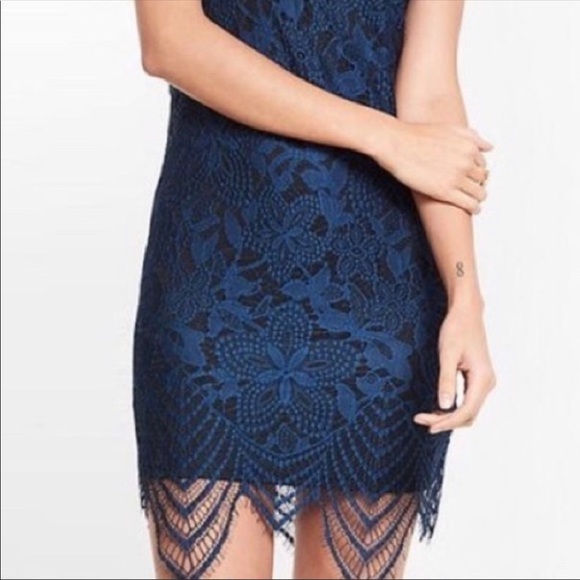 Express EUC Black and blue lace dress - Picture 2 of 4